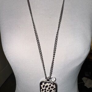 Chico's Silver and Black Pendant Necklace